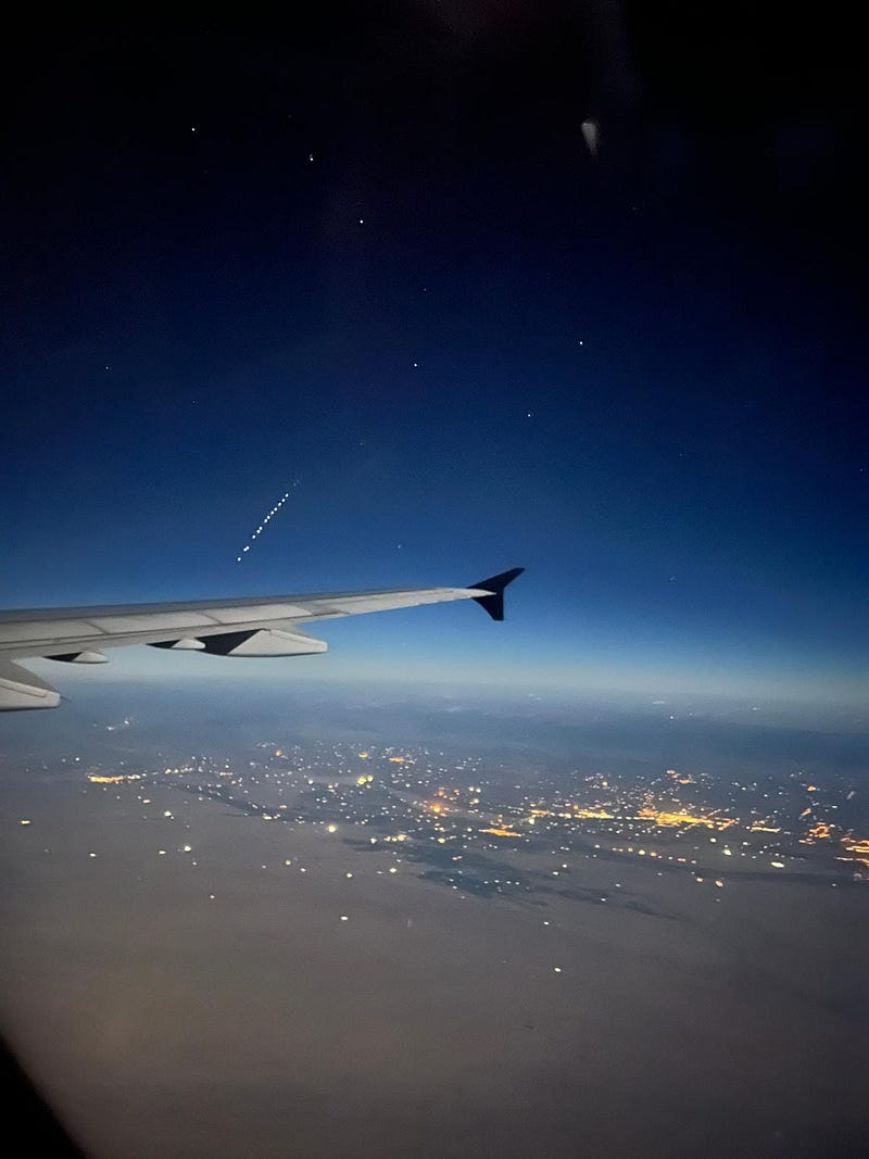 Glowing objects in the night sky