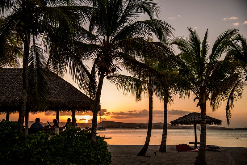 Scenic beachside view with a Tiki Bar