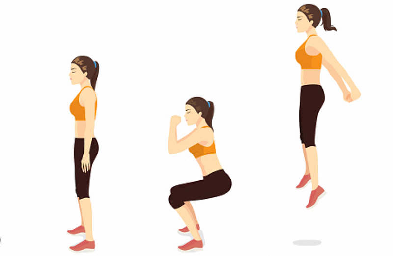 Jump squats to boost heart rate