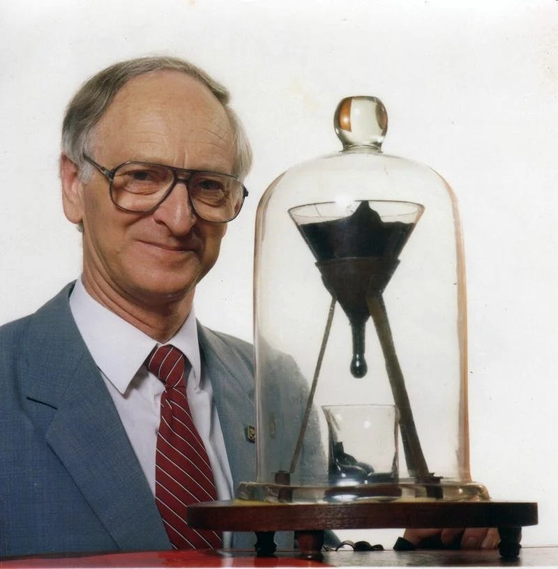 Professor John Mainstone, who continued the pitch drop experiment in 1990.