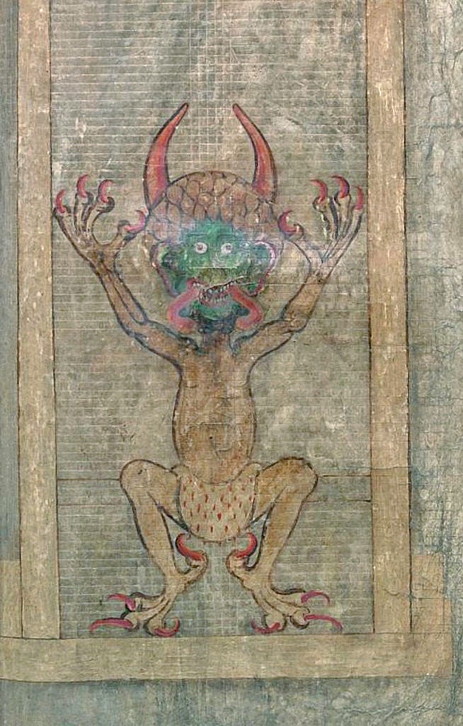 An illustration of Lucifer from the Codex Gigas.