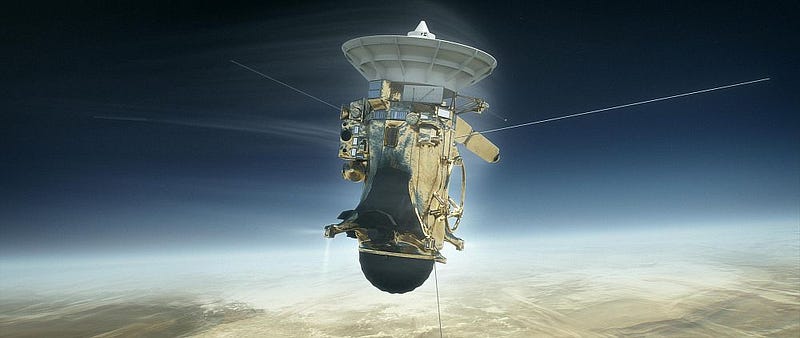 Conceptual illustration of Cassini's final mission