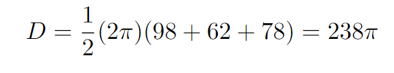 Calculation of the distance traveled by the ball's center