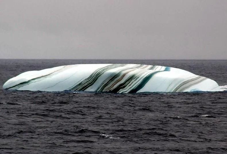 Striped iceberg resembling marble