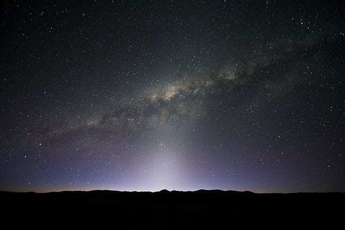 Night sky showcasing celestial bodies influenced by gravity