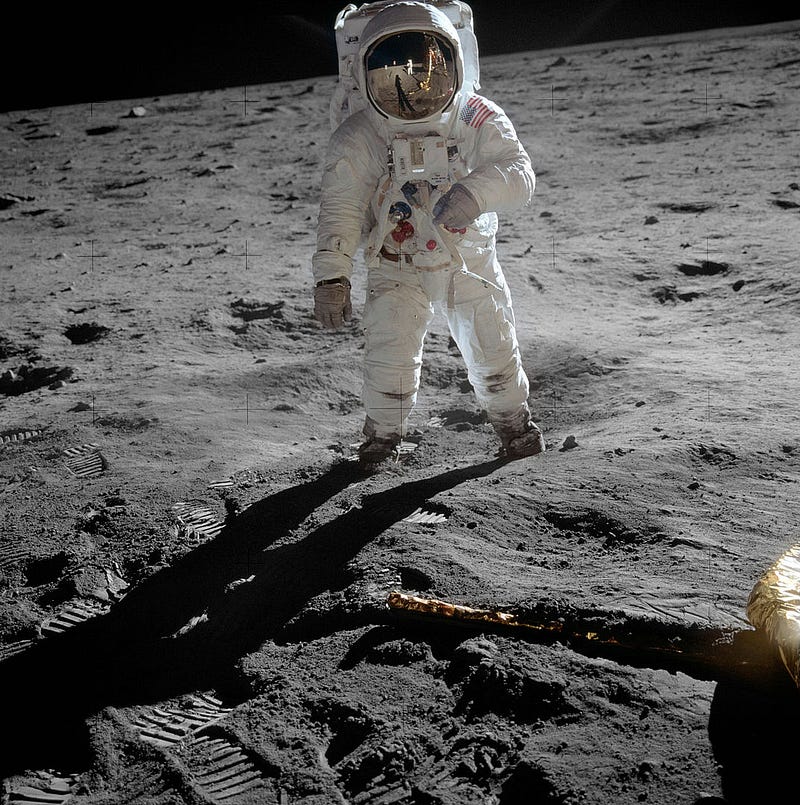 Buzz Aldrin on the lunar surface in 1969