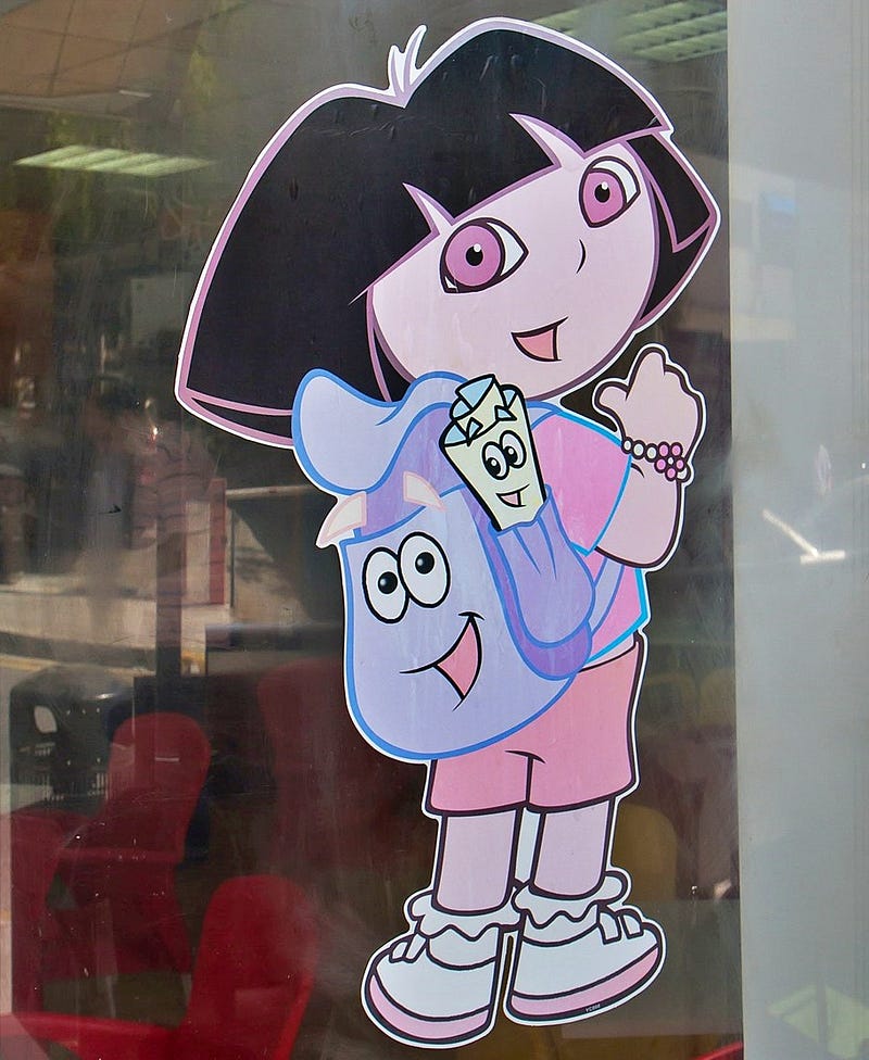 Dora and her map, a symbol of exploration