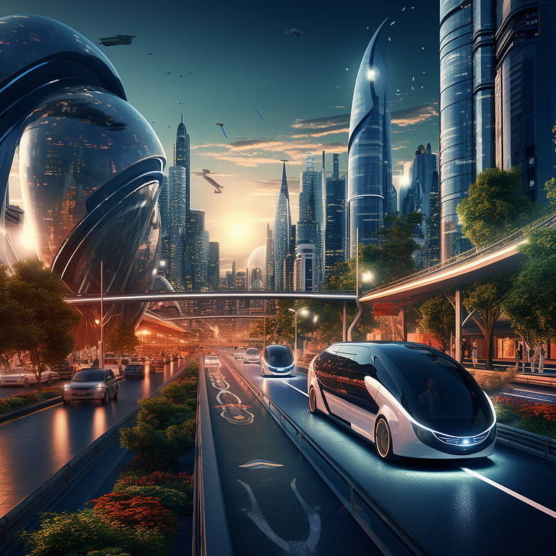 Futuristic city with advanced technology