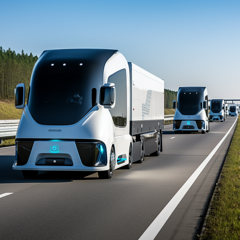 Self-driving trucks on the road