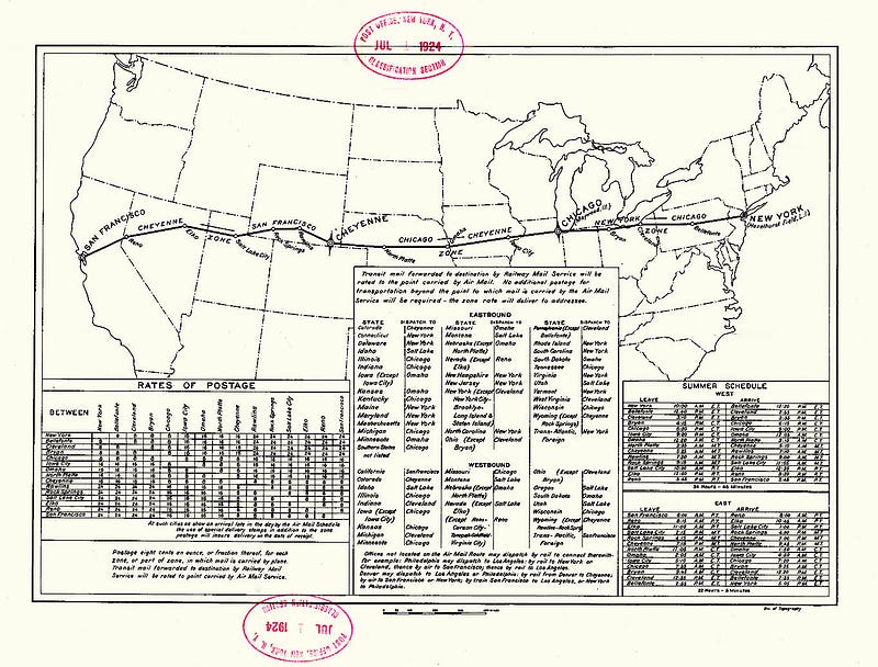 Early Airmail Navigation System Map