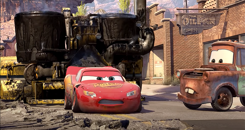 Scene from Pixar's Cars illustrating a key lesson