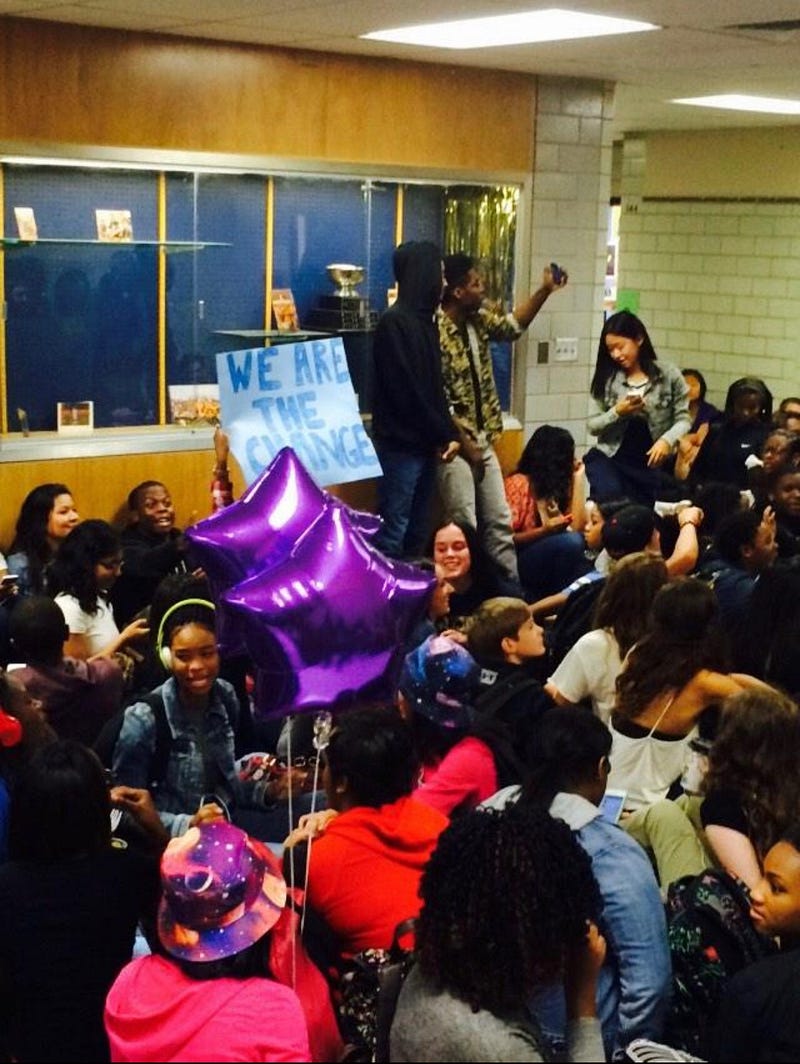 Protest messages in the cafeteria