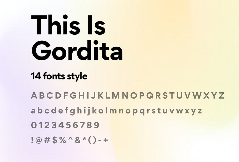 Gordita font example