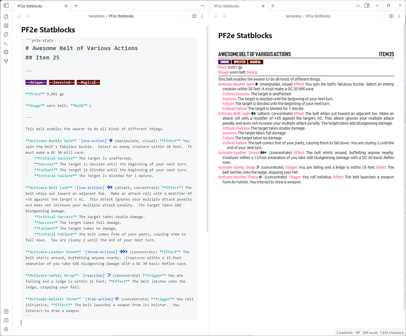 PF2e Statblocks Example