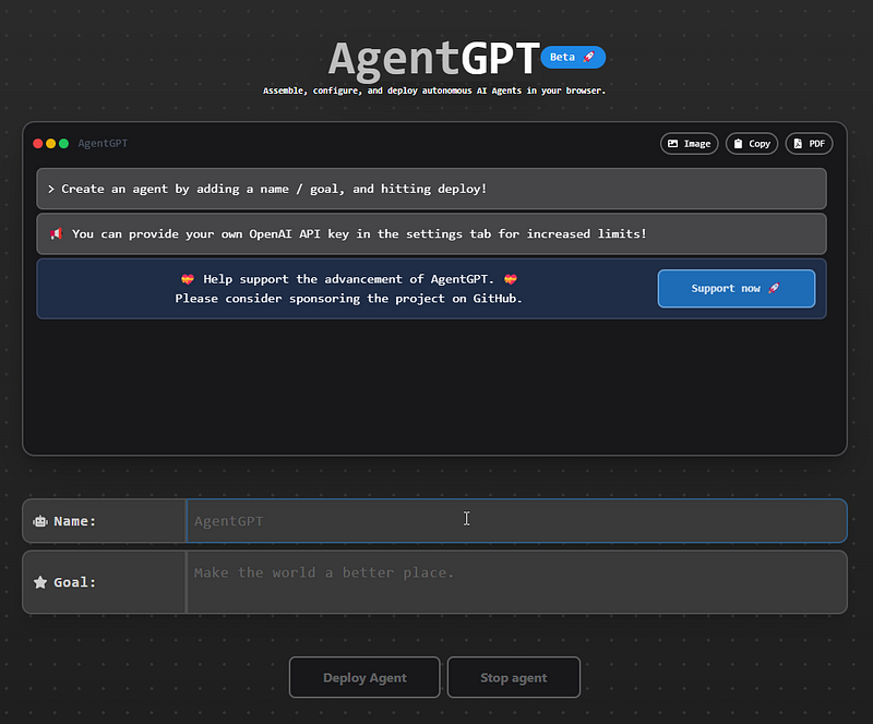 AgentGPT Interactive AI Agent