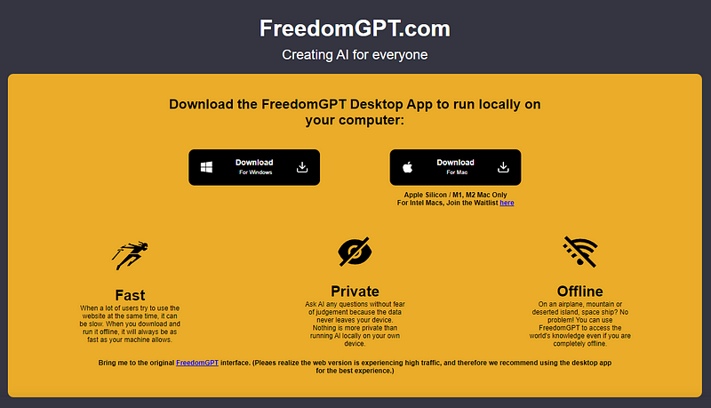 FreedomGPT Offline AI Chatbot