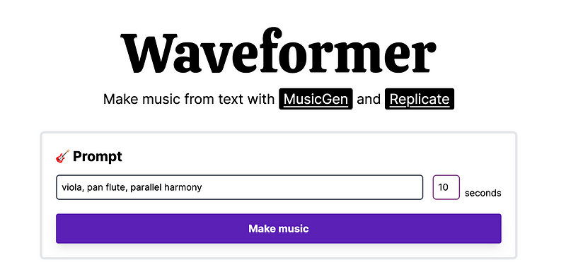 Screenshot of MusicGen interface