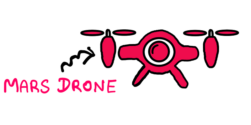 Illustration of a Mars Drone navigating the terrain