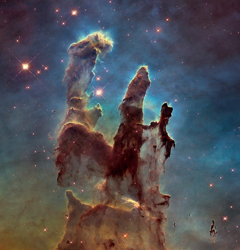 Enhanced view of the Pillars of Creation from Webb Telescope