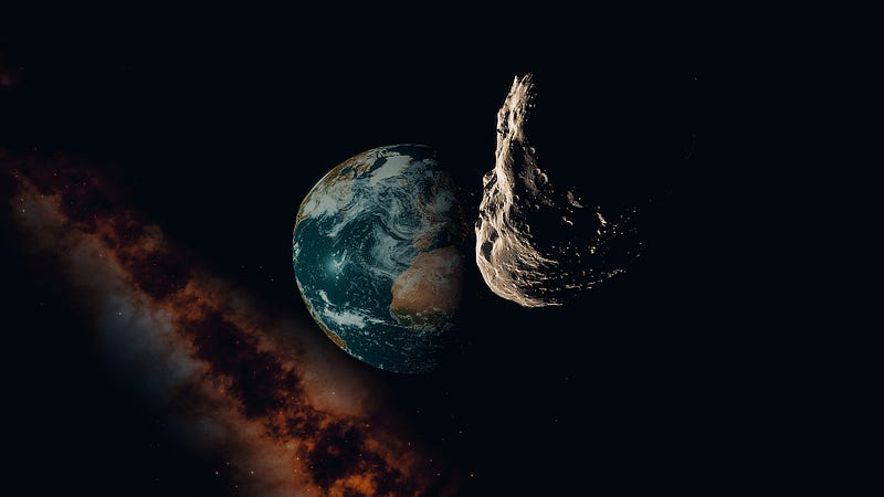 Illustration of asteroid 2022 AP7 in space