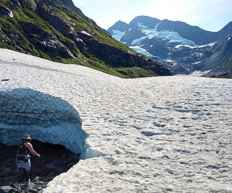 The remains of Byron Glacier melting in Alaska.