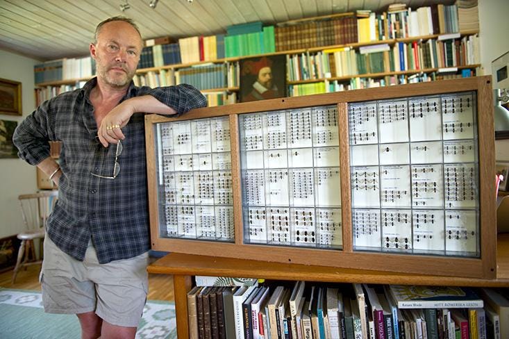 Fredrik Sjöberg with his hoverfly collection