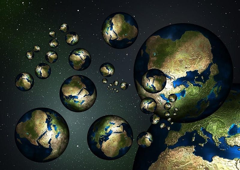 Representation of different parallel worlds in the multiverse