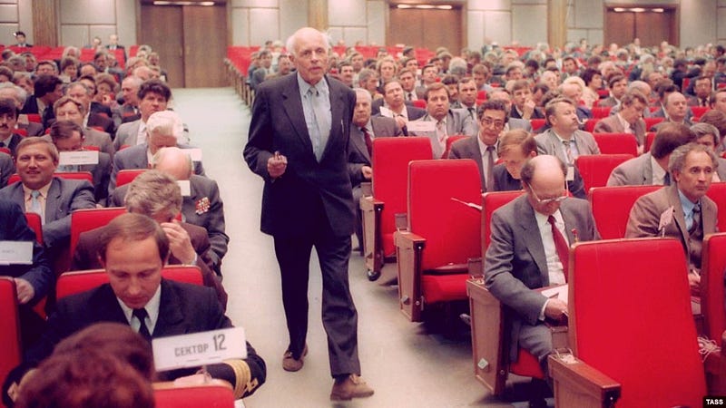 Andrei Sakharov at the Congress of People's Deputies, 1989